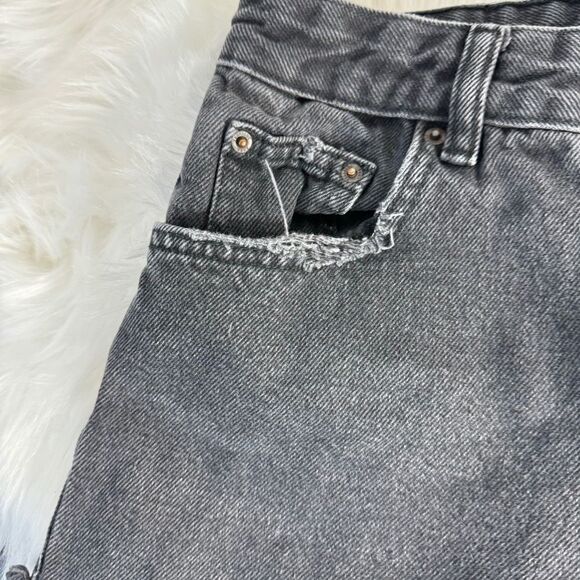 Zara TRF Authentic Denim Black Distressed Cutoff Shorts High Waist Sz 25 - Picture 5 of 7